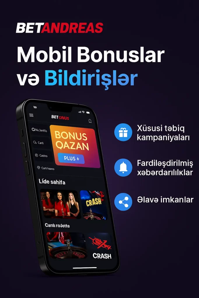 Betandreas mobil bonuslar və fərdi bildirişlər funksiyası tətbiqdə