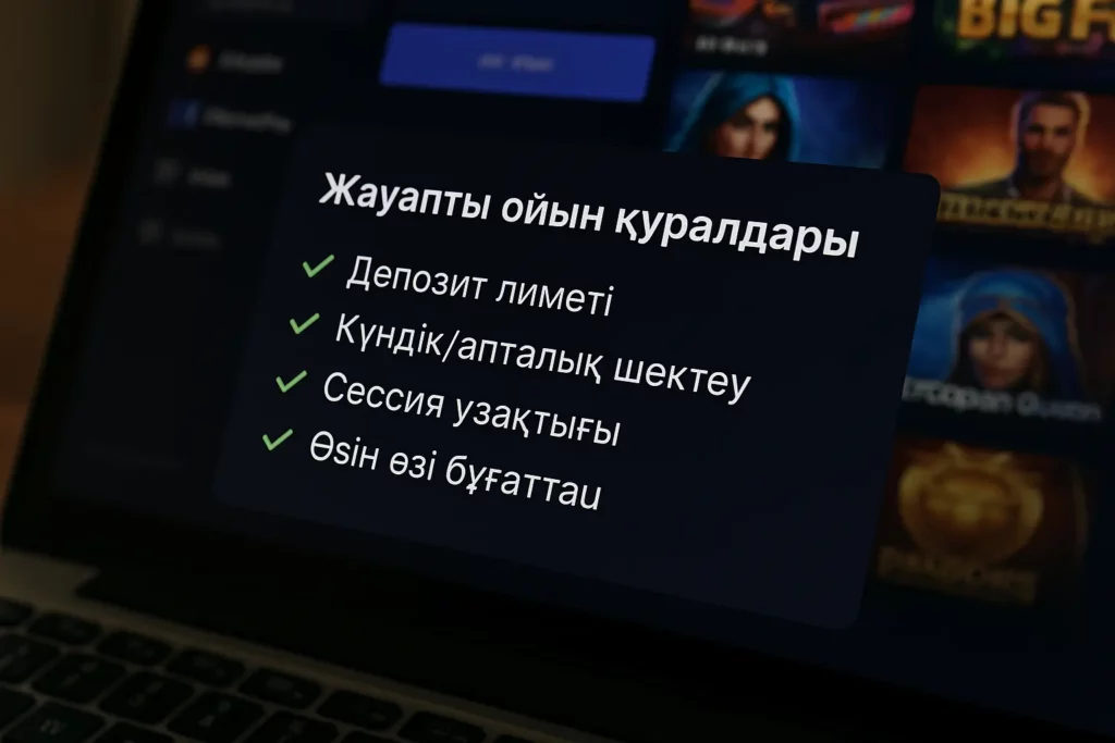 Betandreas платформасының жауапты ойынға қатысты мүмкіндіктері жазылған тізім.